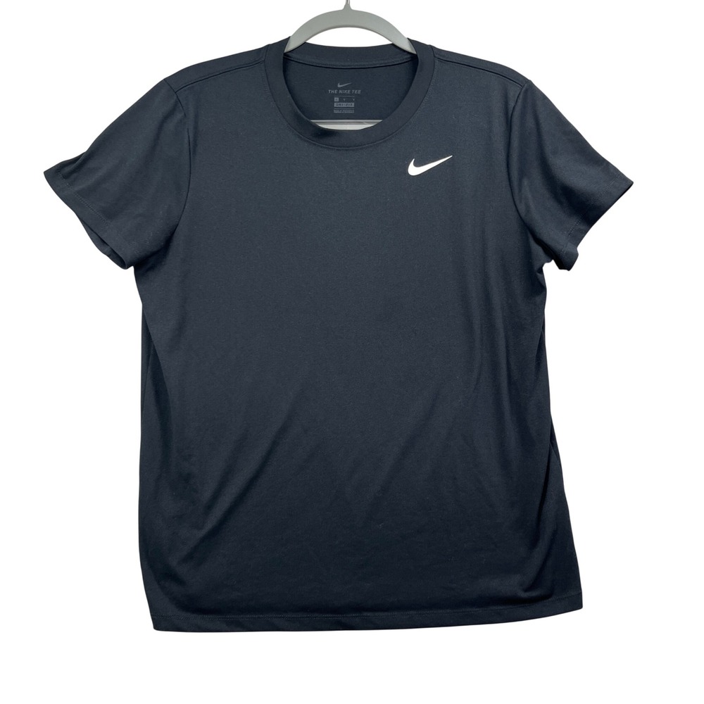 Nike T Shirt Mens Large Black Dri-Fit Swoosh Athletic Training Performance Tee